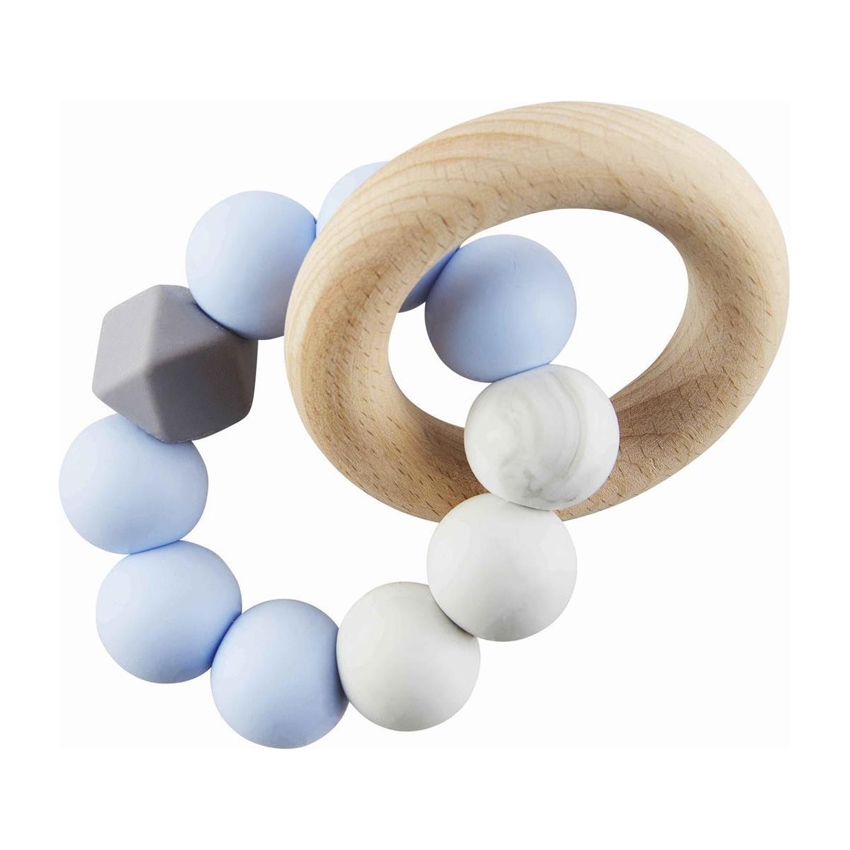 Blue Silicone Wooden Teether