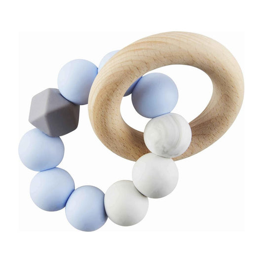 Blue Silicone Wooden Teether