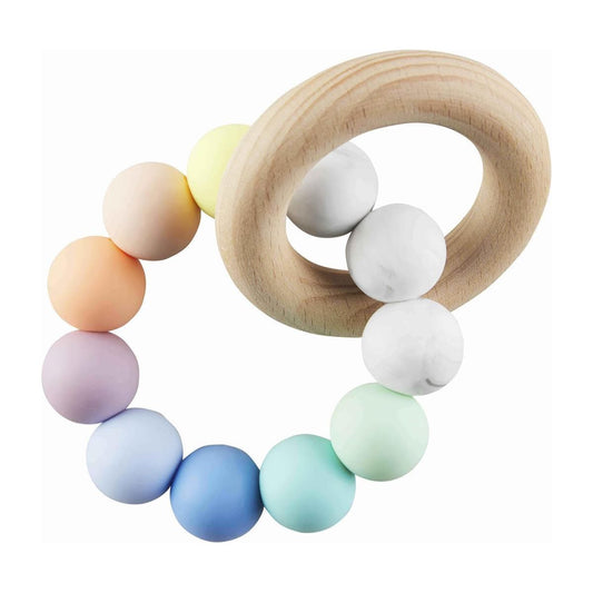 Rainbow Silicone Wooden Teether