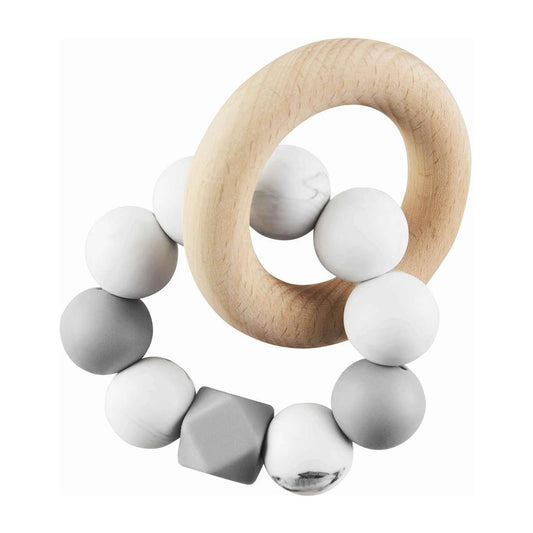 Grey Silicone Wooden Teether