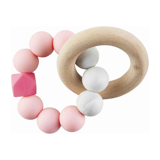 Pink Silicone Wooden Teether