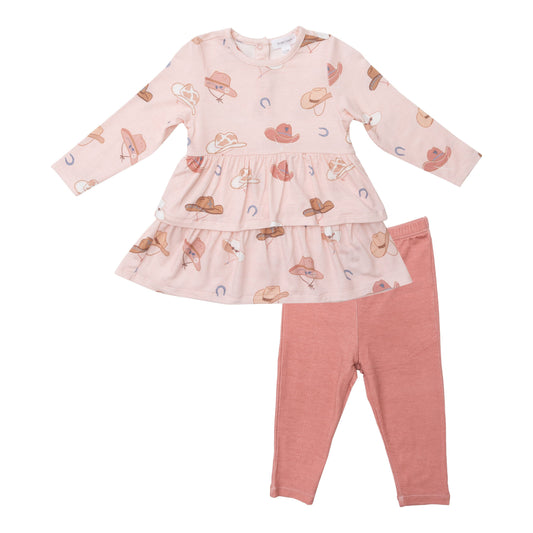 Pink Cowboy Hats Ruffle Tunic & Leggings