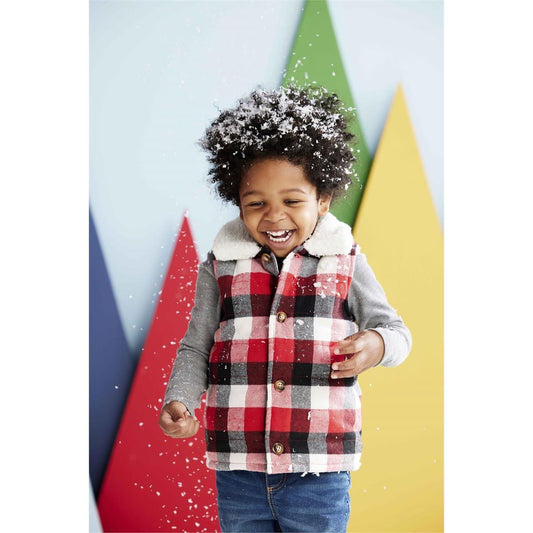 Red & Black Plaid Quilted Vest