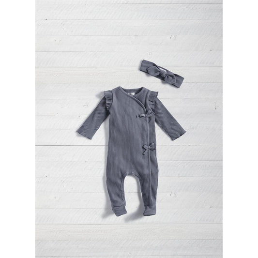 Ribbed Blue Baby Sleeper Set