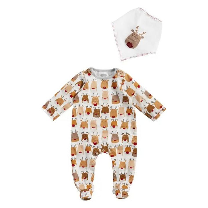 Reindeer Baby Sleeper And Bib Set
