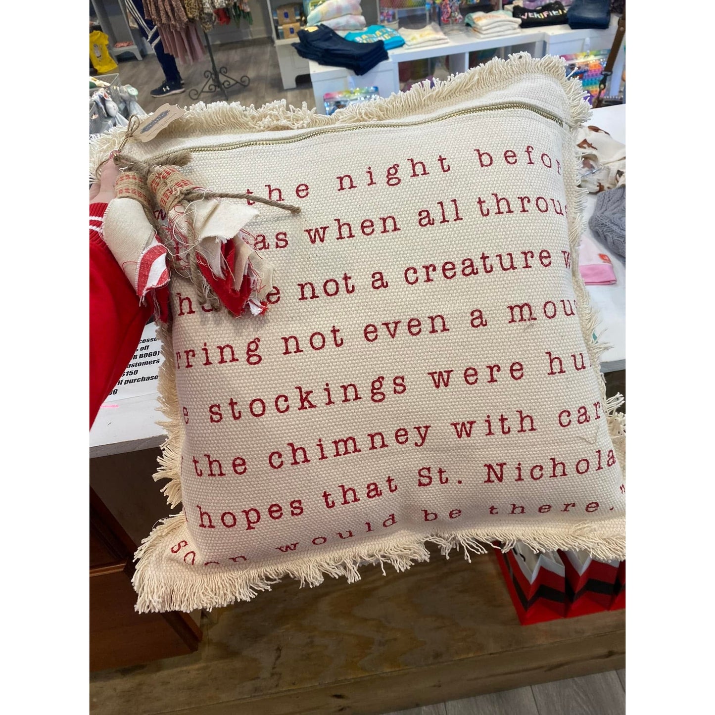 Night Before Christmas Tassel Pillow