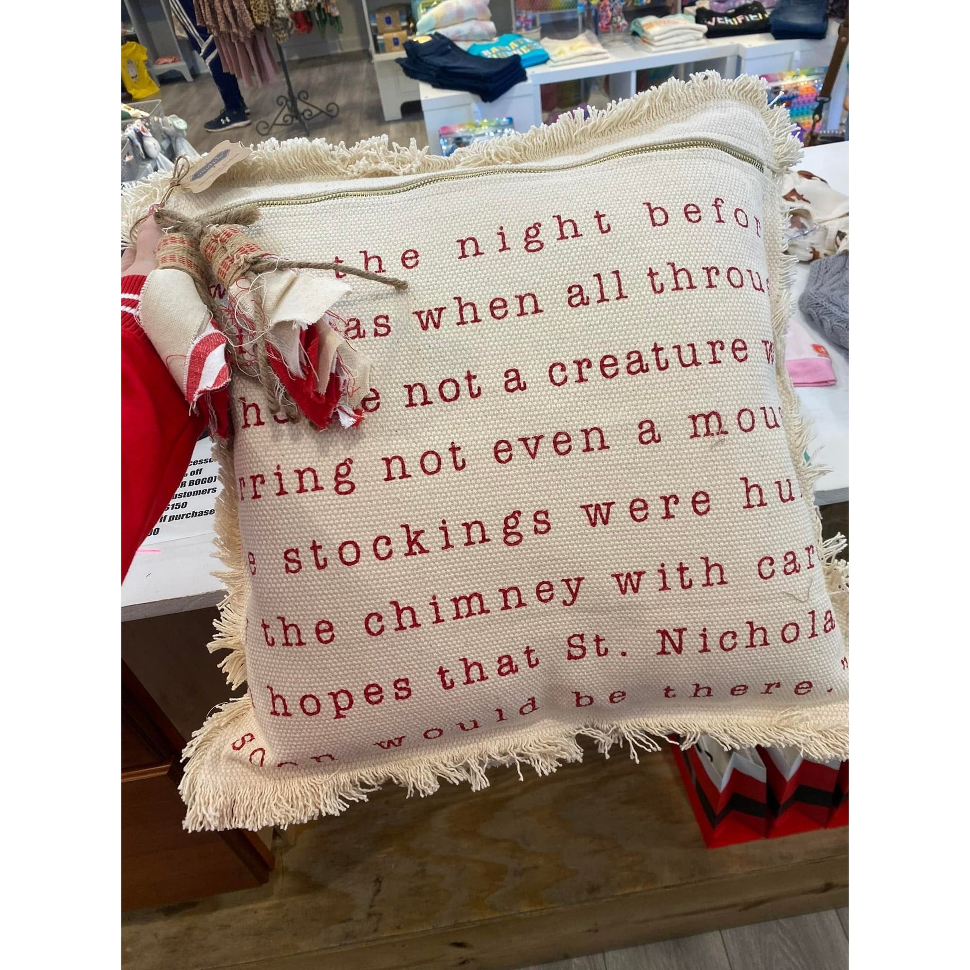 Night Before Christmas Tassel Pillow