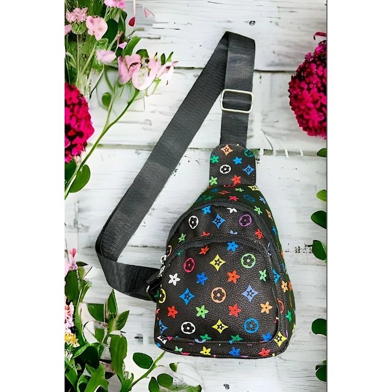 Black Multi Colored Sling Bag
