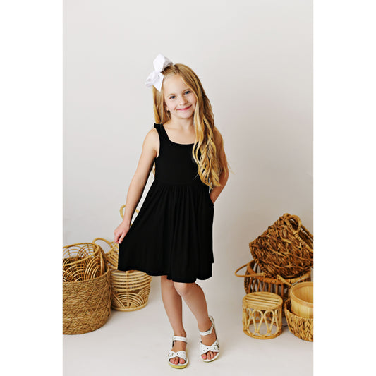 Black Bamboo Pocket Dress