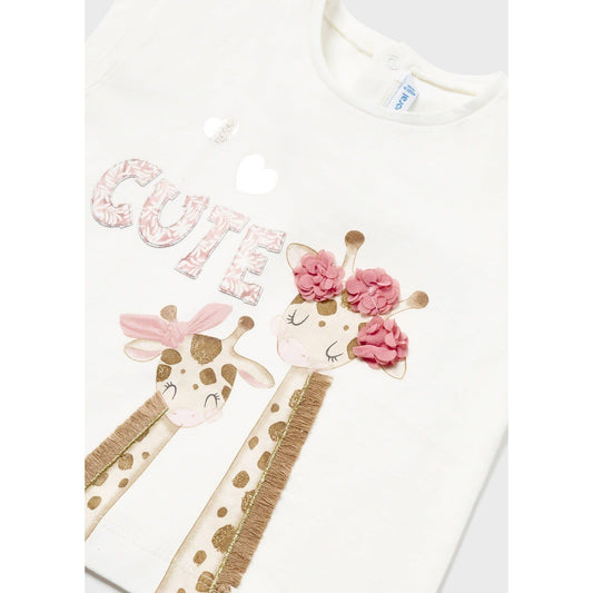 Cute Giraffe Applique T-shirt
