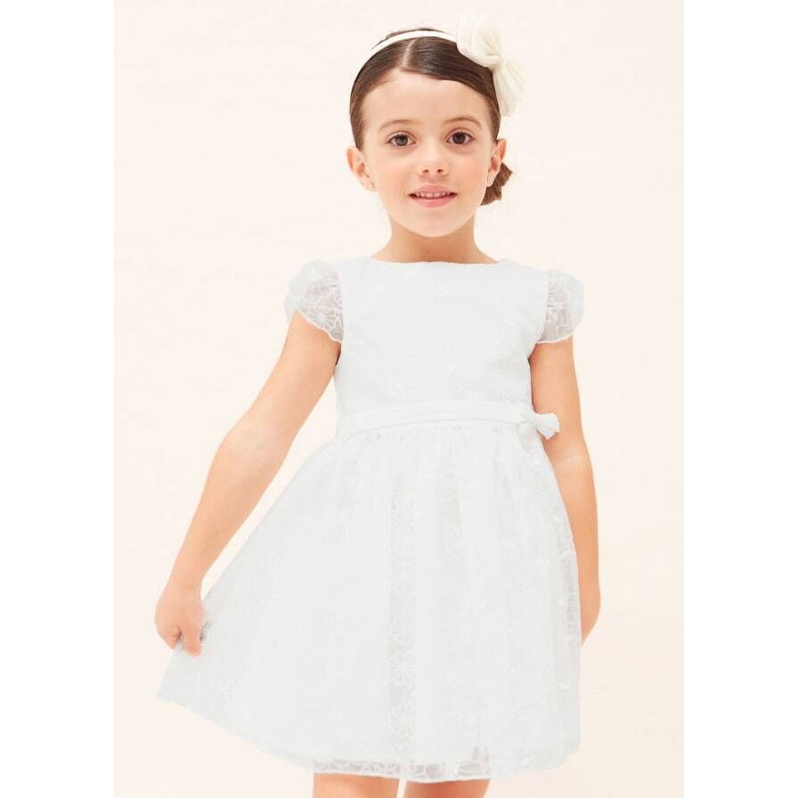 Embroidered White Lace Dress