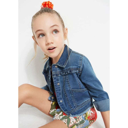 Ruffle Denim Girls Jacket