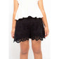 Black Eyelet Motif Cotton Shorts