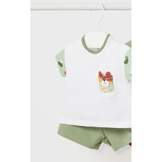 Green & White Tiger Pocket 2pc Short Set