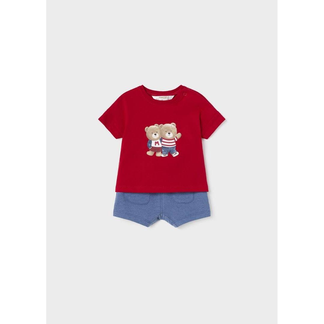 Red & Navy Teddy Bear 2pc Short Set