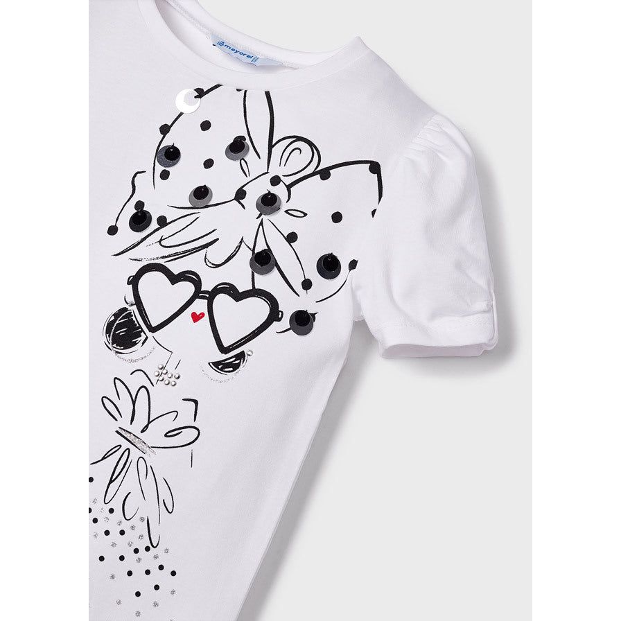 Sequins Bow Girls T Shirt
