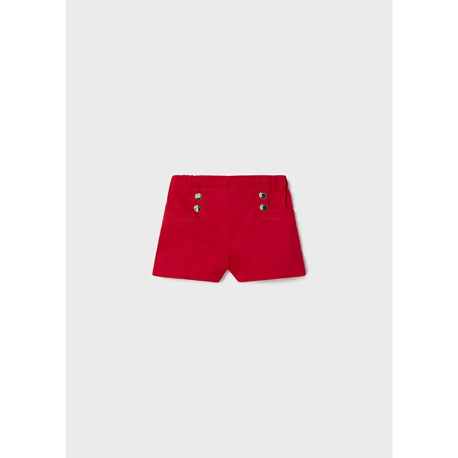 Red Cotton Satin Shorts
