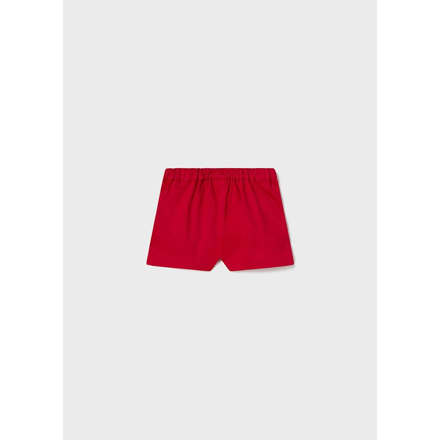 Red Cotton Satin Shorts