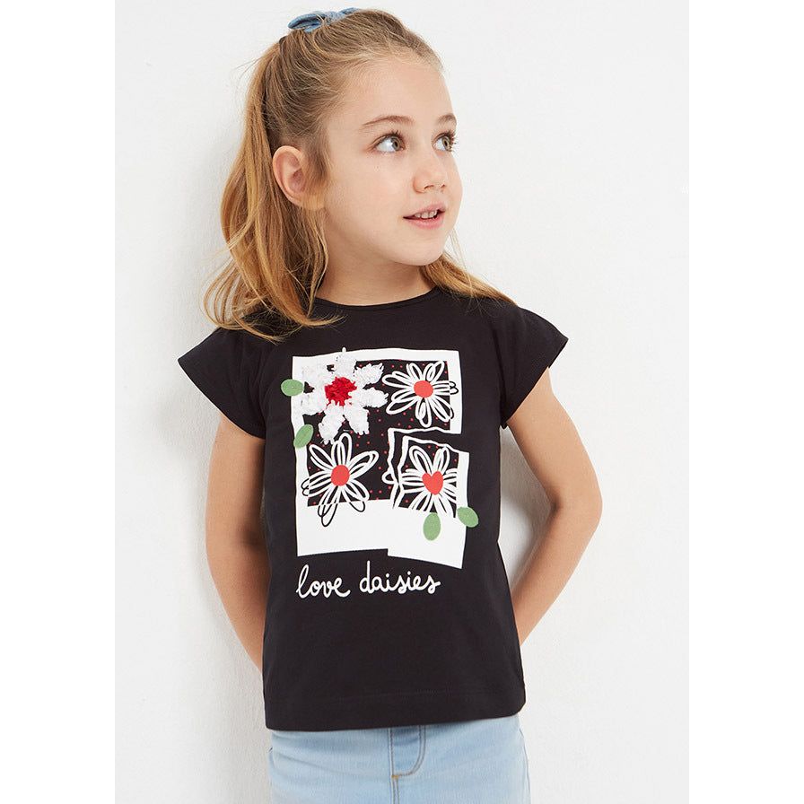 Love Daisies Black T Shirt