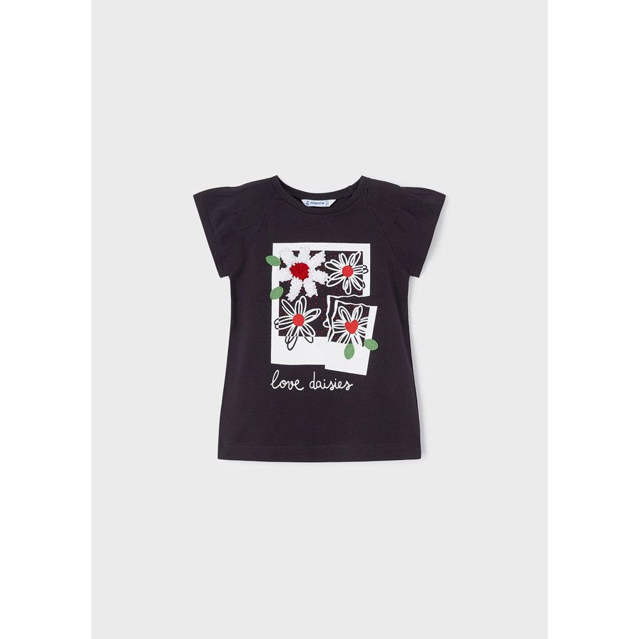 Love Daisies Black T Shirt