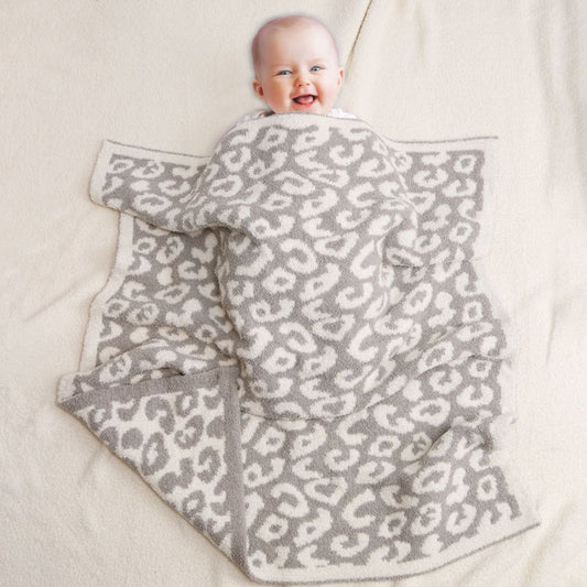 Grey Leopard Print Kid's Blanket