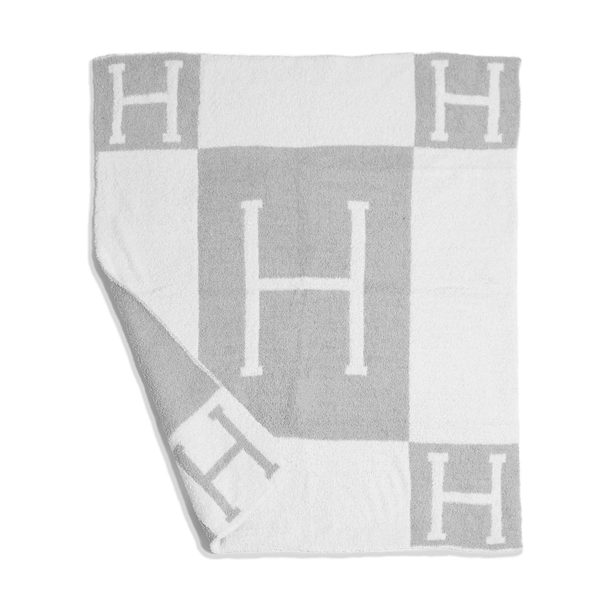Grey Trendy "H" Initial Kids Blanket