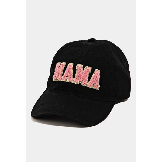 Mama Chenille Patch Black Baseball Cap