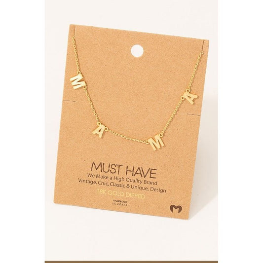 Gold Dainty Mama Station Charm Necklace