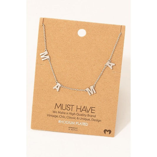 Silver Dainty Mama Station Charm Necklace