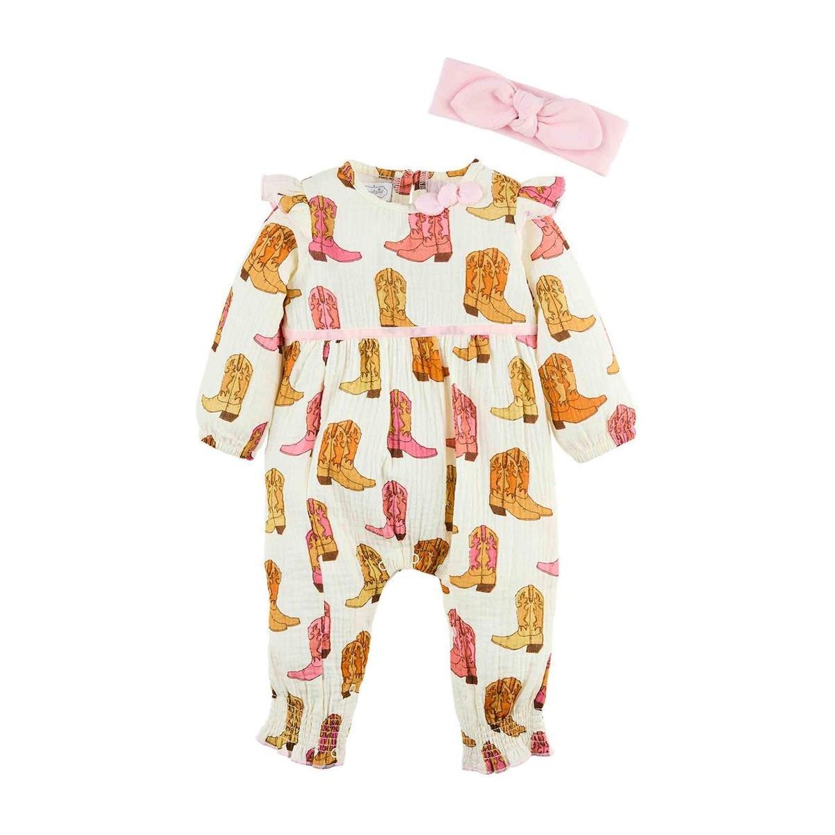 Pink Cowboy Boot Baby Bodysuit