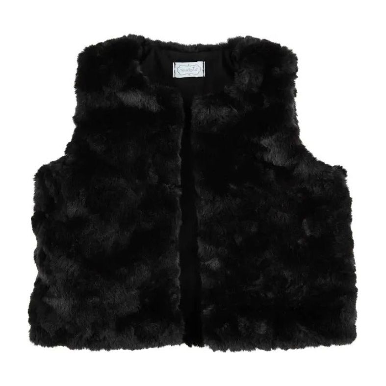 Black Girls Fur Vest