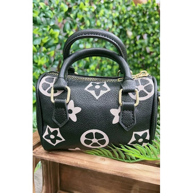 Black & Off White Large Star Satchel Purse