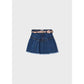Denim Fray Skirt with Flower Belt