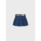 Denim Fray Skirt with Flower Belt