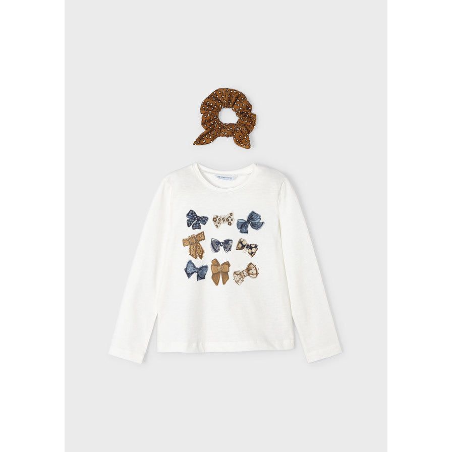 Multi Hairbow L/S T-Shirt w/ Matching Hair Scrunchy