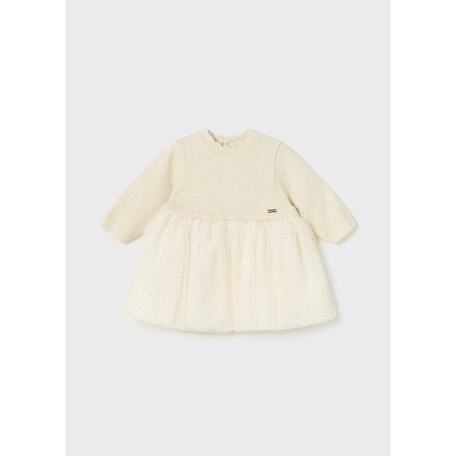 Champagne Knit Tulle Baby Dress