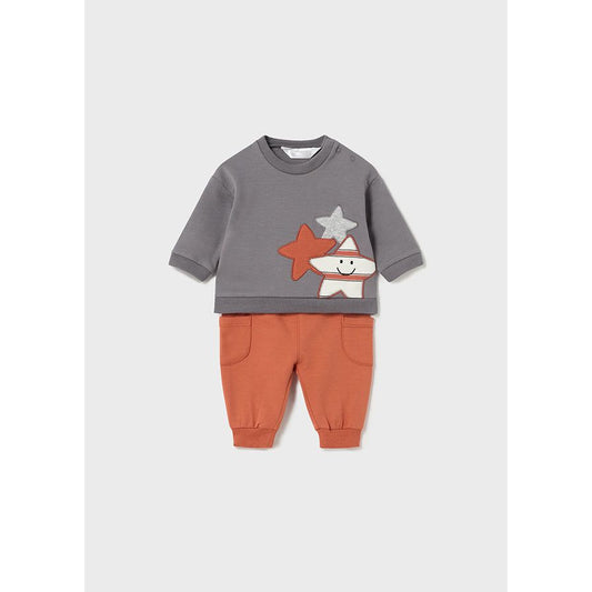 2pc Grey & Orange Star Sweatsuit Set