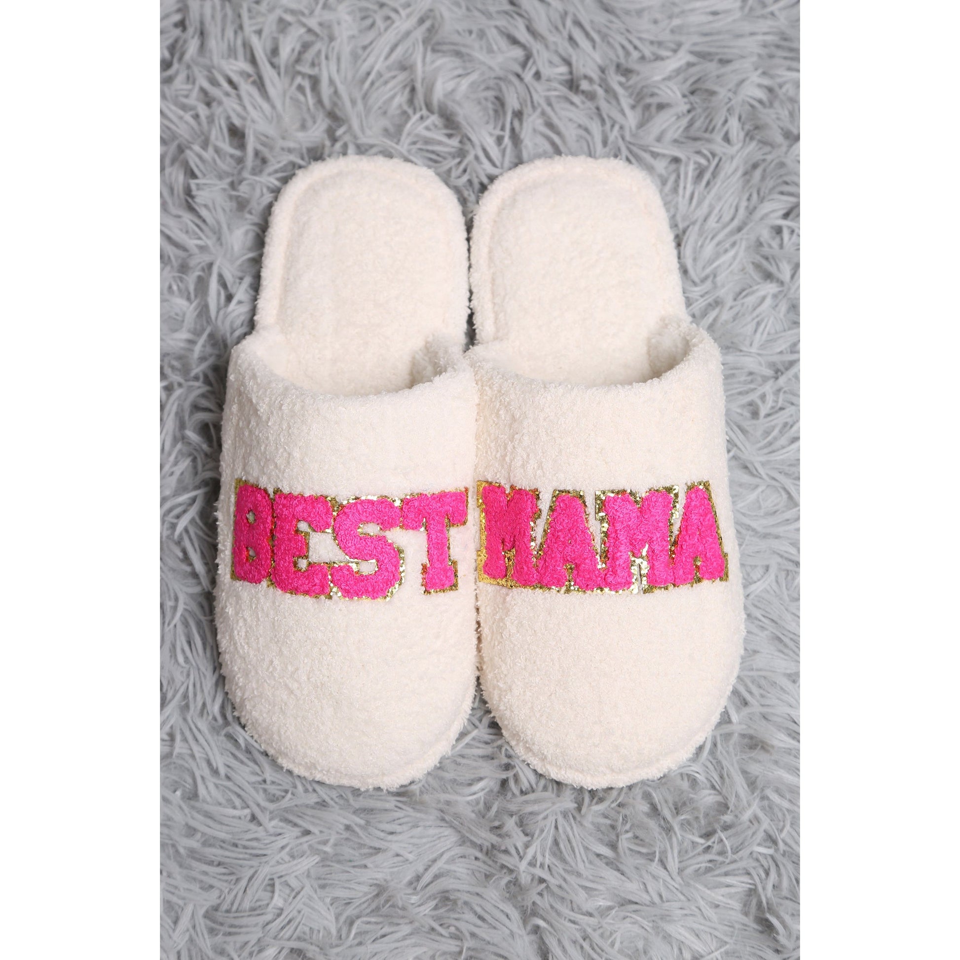 Hot Pink Sequined Best Mama Slipper