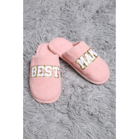 Pink Sequined Best Mama Slipper