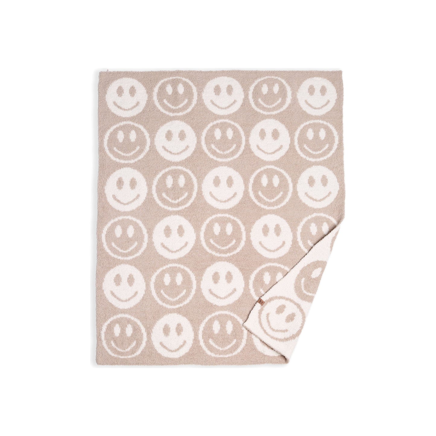 Beige Smiley Throw Blanket