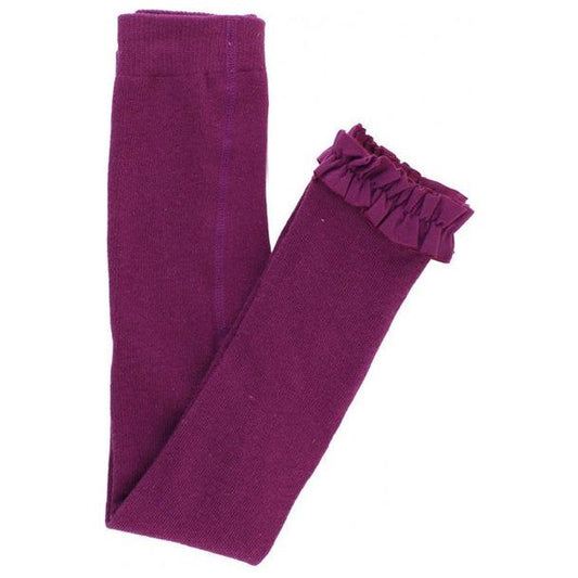 Plum Footless Ruffle Tights